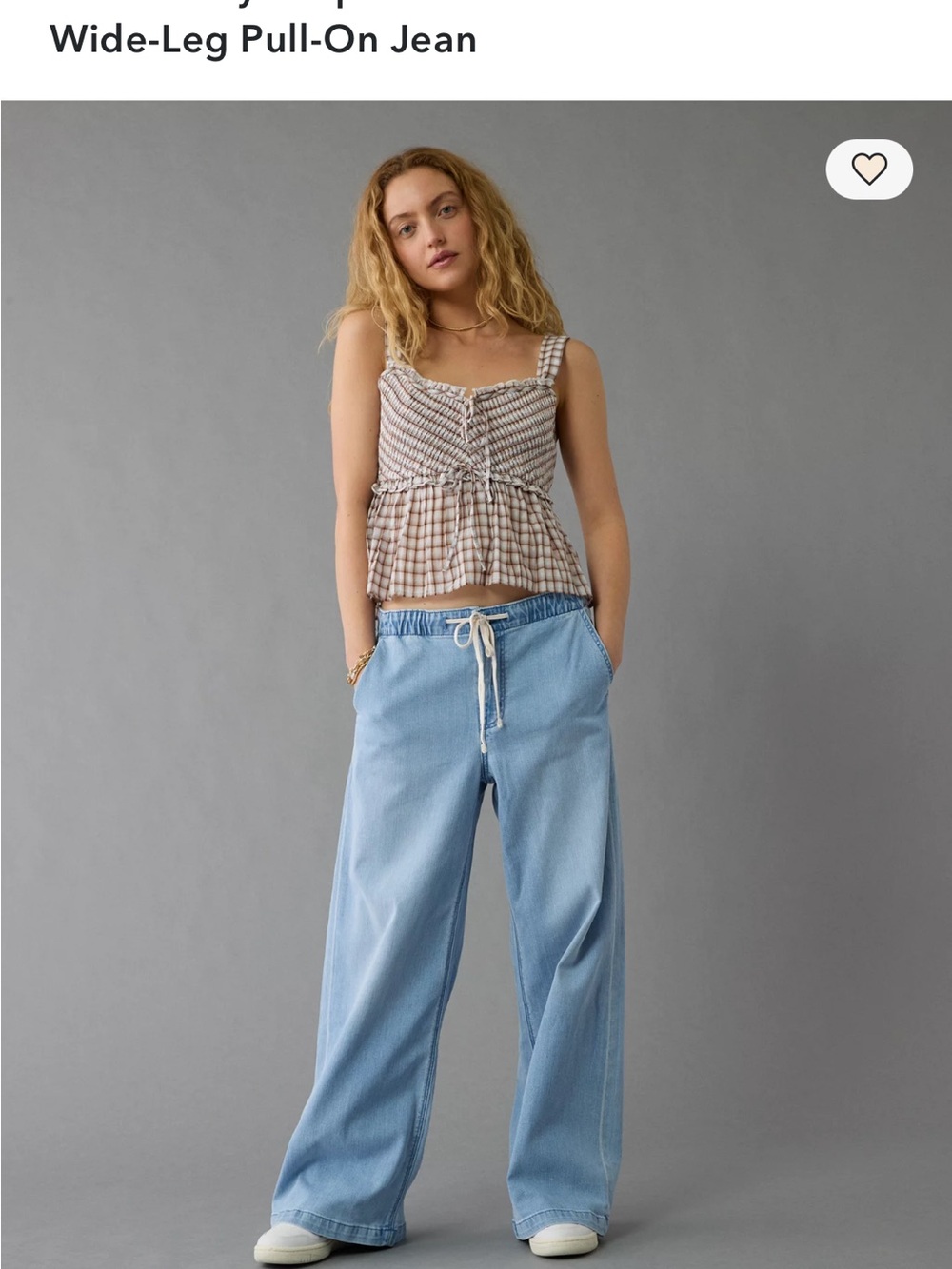 American Eagle Outfitters Light Blue Ultra Wide-Leg Pull-On Jeans